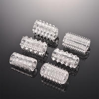 Juego de 6 Anillos de Cristal para Dedos con Forma de Oruga, Retrasan la Eyaculación, Juguete Sexual para Adultos, 100% Impermeable