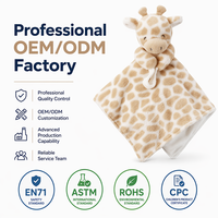 Couverture de sécurité pour bébé personnalisée en forme d'animal, certifiée CE EN71, en coton peluche, jouet réconfortant pour nourrisson, conforme CPC, testée pour la sécurité