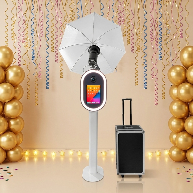 LED Lighting Photobooth RGB Rotating Light Stand Pad Selfie Photo Booth Shell 12.9'' Portable Aluminum Alloy Kiosk Camera Pad