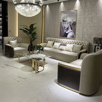 Ensemble de canapés sectionnels en cuir haut de gamme de luxe moderne avec coin, garnissage en éponge, pour usage intérieur, salon et salle à manger