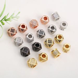 Cuentas espaciadoras de rombo con microincrustaciones de circonita cúbica de Lisheng Jewelry para la fabricación de pulseras, collares y joyería DIY. - Product Image 1