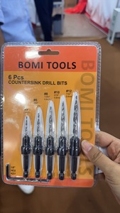 Bomi Juego de brocas de punta de acero de alta velocidad de 6 piezas, con tornillos para madera Agujero avellanado cónico - Product Image 6