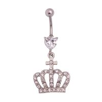Anneaux de nombril en acier inoxydable Lingchee avec zircon couronne, filetage externe, piercing de nombril 14G, bijoux