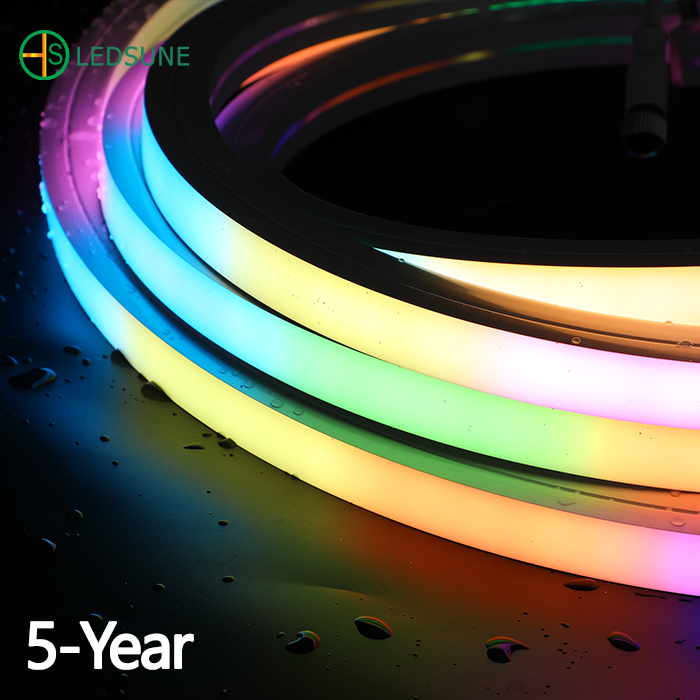 Неоновая силиконовая Экструзионная веревочная трубка DMX512 V 24V RGB RGBW, гибкая светодиодная неоновая лента для наружного проекта