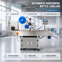 Machine d'étiquetage automatique horizontale pour bouteilles cylindriques instables, alimentation et étiquetage à grande vitesse