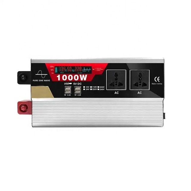 1000W Pure Sine Wave Inverter LCD Screen Inverter 4 USB Photovoltaic Power Supply Converter 12V 24V 220V 110V
