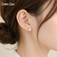 Boucles d'oreilles Starsgem 1,0 ct*2 en or massif 14 carats avec diamants de laboratoire taille émeraude, sertis clos, bijoux pour femme