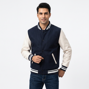 High Quality <b>Woolen</b> Varsity Jacket <b>Top</b> Selling Casual Style with Custom Chenile Flat Embroidery Logo Warm Body Leather Sleeves - Product Image 1