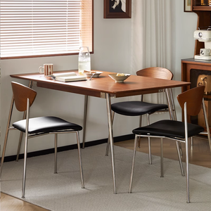 Nordic Metal <b>Backrest</b> Chair With Leather Seat For Dining Room Adult Use - Product Image 3