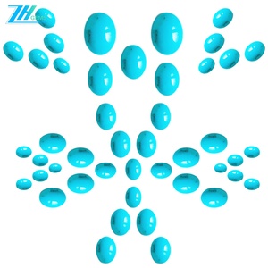 Cabujón de turquesa Natural de 6mm X 8mm, cuentas sueltas en forma de huevo para hacer joyas, diseño de moda, bonita <span class=keywords><strong>piedra</strong></span> azul - Product Image 3