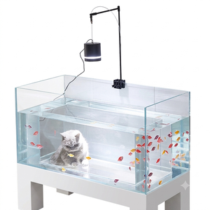 Pecera de Vidrio Ultra Blanco para Gatos con Plataforma de Observación Interactiva de Doble Capa para el Hogar, 2 Niveles, para Jugar y Descansar - Product Image 1