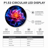 Écran LED circulaire P1.53 à pas fin, affichage LED rond intérieur haute fréquence de rafraîchissement HD, écran créatif en forme d'anneau pour hall de magasin de marque