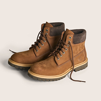 Chaussures de randonnée d'extérieur classiques jaunes à semelle épaisse en cuir pleine fleur, montantes mi-mollet, vintage, unisexe, personnalisées, pour l'hiver, vente en gros