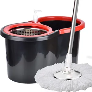 การทําความสะอาด Spin Mop และชุดถังไมโครไฟเบอร์สี่เหลี่ยมผืนผ้า 360 Spinning Mop Magic ถังถูพื้นเปียก