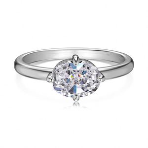 Dylam Fine Fashion Jewelry - Anillo de Compromiso de Plata de Ley S925 con Circonita Cúbica 5A de Forma Ovalada, Clásico, para Mujer, para Uso Diario - Product Image 1