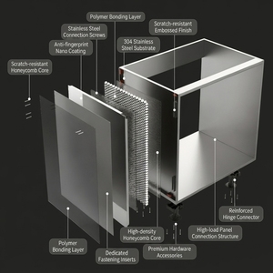 Mobili da Cucina Modulari Personalizzati Fulin in Acciaio Inox 304 per Progetti Alberghieri, Cucinette Pronte Senza Installazione - Product Image 5