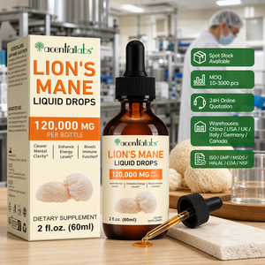 Gotas Líquidas de Melena de León Acentiallabs 60ml, Suplemento Herbal para el Enfoque Cognitivo y Cerebral con Apoyo Inmunológico, Vegano y Sin Gluten - Product Image 1
