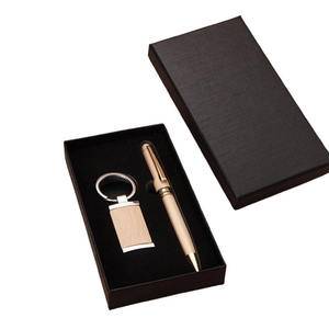 Entreprise Entreprise Usine Personnel Réunion Bureau <span class=keywords><strong>D</strong></span>'affaires Giveaway Bambou Porte-clés Stylo À Bille Ensemble - Product Image 1