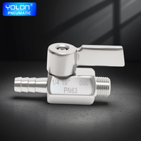 Mini-vanne à boisseau sphérique en acier inoxydable, joint d'étanchéité robuste OEM EPDM, port de 1/4"-1", commande manuelle, deux pièces, pour eau générale