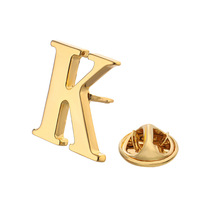 Kunshan Fabricant Métal Artisanat Pins or Badge broches lettre alphabet A à Z Épinglette Épingles en émail personnalisées