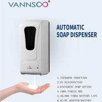 Distributeur automatique de désinfectant en mousse 1000 ml blanc en plastique avec pompe, pour hôpitaux et hôtels, à fixation murale, distributeur de savon manuel