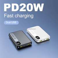 Nuevo Mini Power Bank de 10000 mAh, Carga Rápida de 22.5 W, Salida PD de 20 W Tipo C, Pantalla Digital, Cargador de Batería Delgado