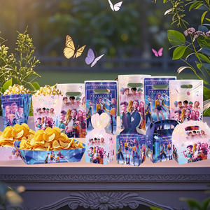 K-pop şeytan avcıları tema doğum günü partisi süslemeleri kağıt patates kutusu şeker kutusu hediye çantası bir yaşındaki töreni afiş - Product Image 1