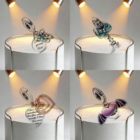 925 Silber Armband Aladdin-Lampe Wunderteppich Kristallkugel Fledermausflügel Herzförmiger Anhänger DIY Perlenkette Zirkon GDTC