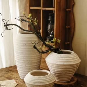 Vase de fleurs en céramique pour le salon, série rétro nordique de 14mm, grès givré, taille irrégulière, articles décoratifs - Product Image 3