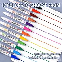 Marqueur effaçable à sec double pointe 0,5 mm et 1 mm, 12 couleurs, lavable, pour tableau blanc, idéal pour enfants, dessin et peinture