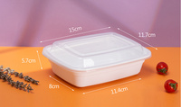 Contenedor Rectangular de Grado Alimenticio PP, Contenedor Desechable para Alimentos, Apto para Microondas, Lonchera para Arroz