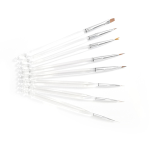 Kit de pinceaux à ongles en acrylique transparent avec manche, pinceau strieur, pinceau éventail à paillettes, outil de peinture en nylon, kit de pinceaux de manucure pour salon - Product Image 4