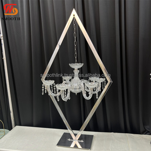 Centrotavola Nuziale con Cornice in Oro, Argento e Diamanti, Supporto per Candele e <span class=keywords><strong>Lampadario</strong></span> - Product Image 3