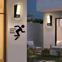 Lampu Dinding LED Putih dan Hitam Sensor Gerak Lampu Taman Luar Ruangan Tahan Air Penerangan Dinding Eksterior