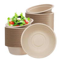Bol rond en bagasse de canne à sucre sans PFAS de 32 oz, 100 % compostable, jetable, compatible micro-ondes, pour salade et soupe, logo personnalisé, vente en gros