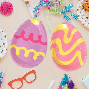 Assiette jetable <span class=keywords><strong>en</strong></span> <span class=keywords><strong>carton</strong></span> blanc <span class=keywords><strong>en</strong></span> forme de lapin de Pâques, plateau ovale pour la décoration de la fête de Pâques - Product Image 4