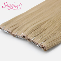 Extensions de cheveux humains Slavic de qualité supérieure, trame papillon sans couture, trame hybride fine, double tirage, blond platine mélangé balayage, cheveux longs 20 pouces