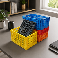 Caisses en plastique PP pliables et durables Huidu Leadloong modèle L-L99, 600*400*220MM, boîte solide, écologiques, empilables, capacité de stockage 40-60KG