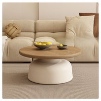 Table Basse et Buffet Style Crème, Table Basse Ronde Minimaliste en Fer pour Meuble de Salon, Appartements et Gîtes