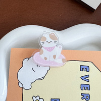 Clip de Sellado Acrílico con Diseño de Gatito Adorable, Material PP, Diseño de Cola Larga para Niñas y Estudiantes, Pequeño Clip de Notas con Dibujos Animados, Desde China