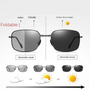 <span class=keywords><strong>Lunettes</strong></span> de Soleil Carrées Photochromiques Pliantes pour Hommes, Monture Métallique, Polarisées pour la Conduite et l'Extérieur - Product Image 6