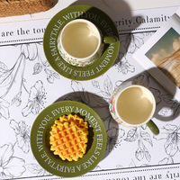 Ensemble tasse et soucoupe à café en céramique au design floral français classique, style vintage de luxe léger, cadeau exquis pour banquets, boîte couleur