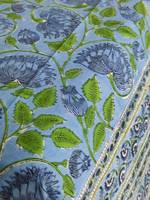 Nappe de table rectangulaire en coton imprimé floral bleu-vert, nappe de table décorative lavable pour la maison