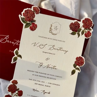 Carte d'invitation de luxe personnalisée avec enveloppe, sceau auto-adhésif, finition miroir, cartes de vœux, invitation de mariage