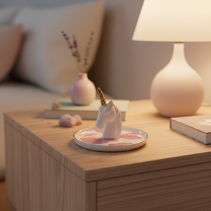 Support à bagues <span class=keywords><strong>Licorne</strong></span> <span class=keywords><strong>en</strong></span> céramique et porcelaine Hengfei, plateau de rangement pour bijoux, cadeau créatif pour femmes, filles, mariage, anniversaire, maison - Product Image 2