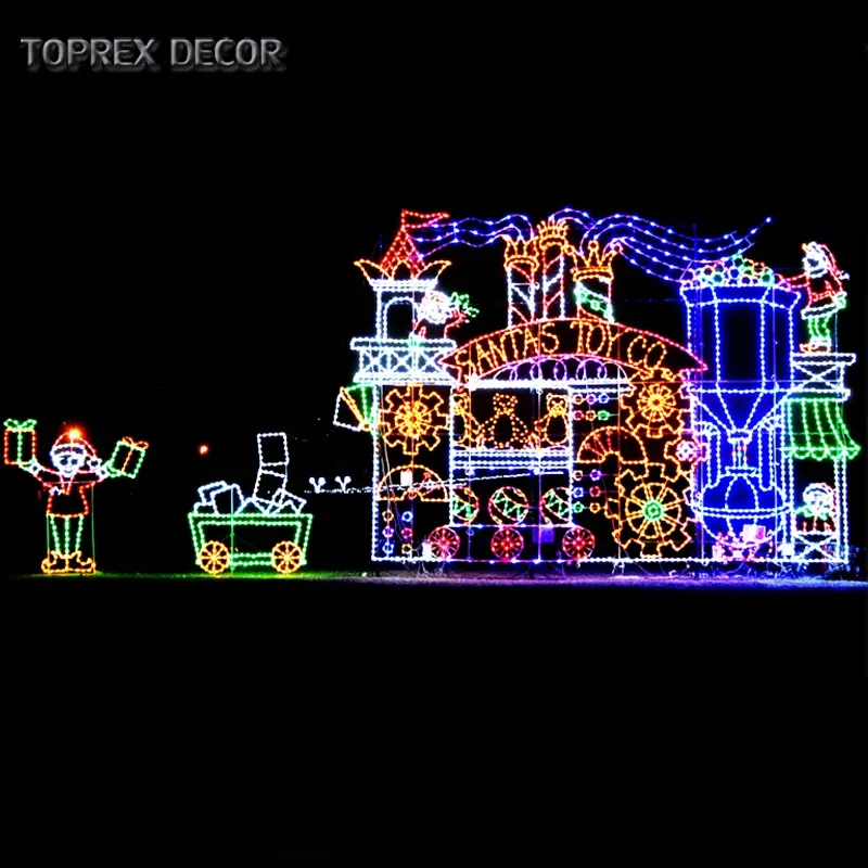 2D Große Outdoor Weihnachts licht Figur Holiday Time Village Animierte Seil Lichter 2D Motiv Display Weihnachts leds