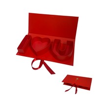 Boîte à fleurs en papier rigide pliable 3D avec lettres I LOVE U, en matériau recyclé, estampage à chaud doré, emballage cadeau pour fleuriste