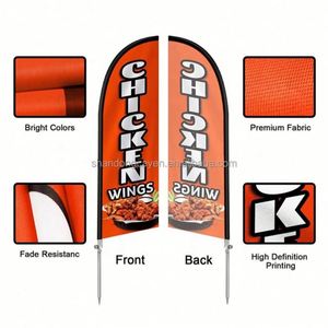 Drapeau publicitaire rectangulaire en fibre, forme goutte d'eau, pour extérieur, personnalisé, imperméable, avec impression par sublimation - Product Image 2