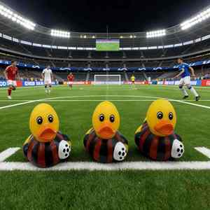 Eco-Friendly Plastic Football-Shaped Duck <b>Bath</b> for Children's Squeaky Toy Car Decoration Sports-Themed Gift - Product Image 4