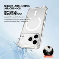 Coque magnétique transparente pour iPhone 18, hybride PC+TPU, protection blindée, coques de téléphone portable transparentes magnétiques pour iPhone 15 16 17 18 Pro Max